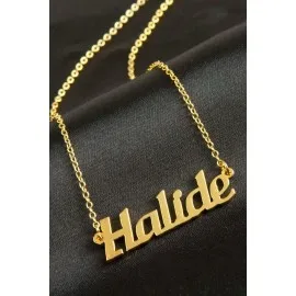 Halide İsimli Kolye -Sarı