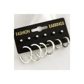 12 Adet Ezme Halka Küpe-Gümüş Rengi