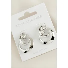 Halka Örgülü Yeni Sezon Metal Küpe-Gümüş Rengi