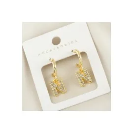 Harfli Yeni Sezon Metal Taşlı Küpe-N