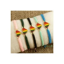 Kalp Makrome Örgülü Bileklik-Renkli