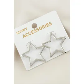 Yıldız Yeni Sezon Metal Küpe-Gümüş Rengi