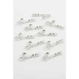 Sweet Yazılı Taşlı Kolye Ucu Aparatı 1 Adet-Gümüş Rengi