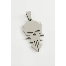 Kuru Kafa Çelik Kolye Ucu 3,5 cm-Gümüş Rengi