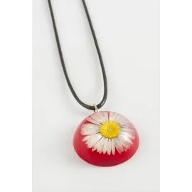 Papatya Epoksi Kolye-Kırmızı