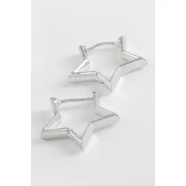 Yıldız Trend Metal Küpe-Gümüş Rengi