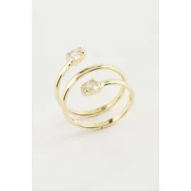 Oval Zirkon Taşlı Yüzük-Sarı