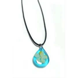 Kartopu Çiçeği Damla Epoksi Kolye-Mavi