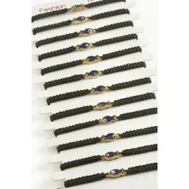 Balık Makrome Örgülü Bileklik-Siyah