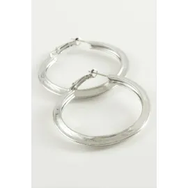 Salkım Desenli Halka Küpe 6 cm-Gümüş Rengi