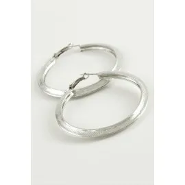 Üçgen Halka Küpe 5,5 Cm-Gümüş Rengi