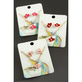 Kalp Mineli Set Kolye-Sarı