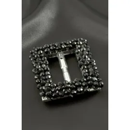 Dikdörtgen Taşlı Kemer Tokası 1 Adet-Siyah