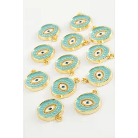 Göz Tek Kulp Mineli Bileklik Ve Kolye Ucu Aparatı 1 Adet-Turkuaz