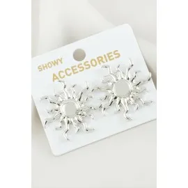 Güneş Metal Küpe-Gümüş Rengi
