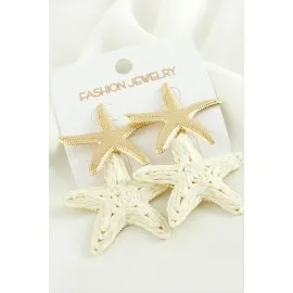 Deniz Yıldızı Trend Metal Küpe-Sarı