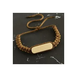 Ahşap Makrome Örgülü Bileklik-Krem