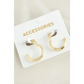 Yarım Halka Yeni Sezon Metal Küpe-Sarı