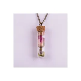 Mantar Tıpalı Canlı Kolye-Kahverengi