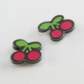 Kiraz Mıknatıslı Plastik Çocuk Küpesi-Kırmızı