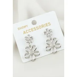 Papatya Metal Küpe-Gümüş Rengi