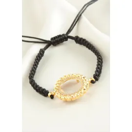 Çeyrek Altın Koyulabilir Makrome Örgülü Bileklik-Sarı