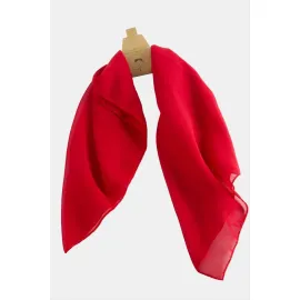 Kırmızı Siyah Şifon Fular 50 cm-Kırmızı