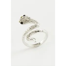 Yılan Taşlı Yüzük-Gümüş Rengi