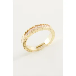 Baget Taşlı Metal Yüzük-Sarı