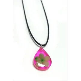 Kartopu Çiçeği Damla Epoksi Kolye-Pembe