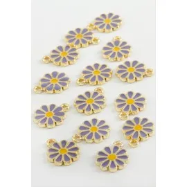 Papatya Tek Kulplu Mineli Bileklik Ve Kolye Ucu Aparatı 1 Adet-Lila