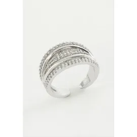 5 Sıra Zirkon Taşlı Yüzük-Gümüş Rengi