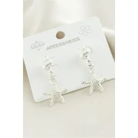 Deniz Yıldızı Metal Küpe-Gümüş Rengi