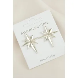 Yıldız Yeni Sezon Metal Küpe-Gümüş Rengi