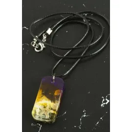 Deniz Yıldızı Dikdörtgen Epoksi Kolye-Sarı