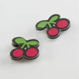 Kiraz Mıknatıslı Plastik Çocuk Küpesi-Kırmızı