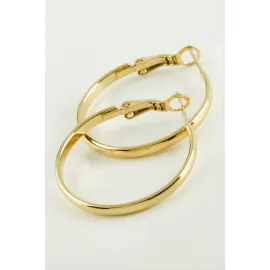 Halka Lüks Çelik Küpe 2,8 cm-Sarı