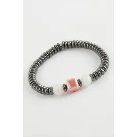 Cam - Hematit Doğaltaş Bileklik-Antrasit