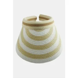 Kasketli Hasır Plaj Şapkası-Krem