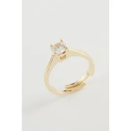 Zirkon Tek Taşlı Yüzük-Sarı