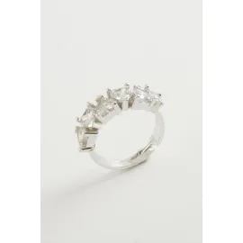 Kalp Zirkon Taşlı Yüzük-Gümüş Rengi