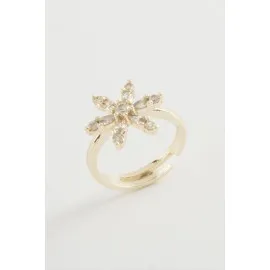 Lotus Zirkon Taşlı Yüzük-Gümüş Rengi