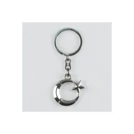 Ay Yıldız Figürlü Metal Anahtarlık-Sarı