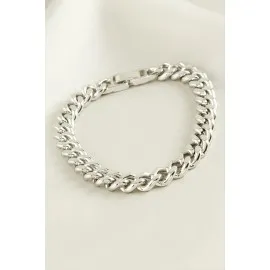 Xuping Düz  Zincir Lüks Çelik Bileklik-Gümüş Rengi