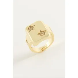Yıldız Zirkon Taşlı Yüzük-Sarı