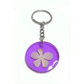 Kartopu Çiçeği Papatya Epoksi Anahtarlık-Mor