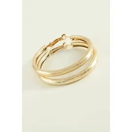 Noktalı Boru Halka Küpe 3,5 Cm-Sarı