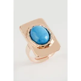 Dikdörtgen Turkuaz Taşlı Yüzük-Roz