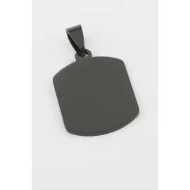Künye İsim Yazılabilir Çelik Kolye Ucu 2X3 cm-Siyah