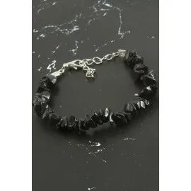 Onix Kırık Doğaltaşlı Bileklik-Siyah